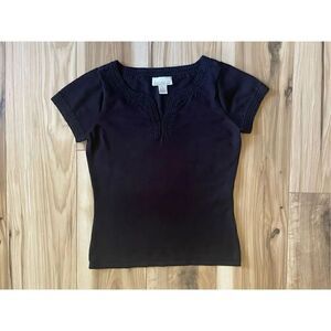 Laura Leigh  Vintage Crotchet Black  Women’s Top